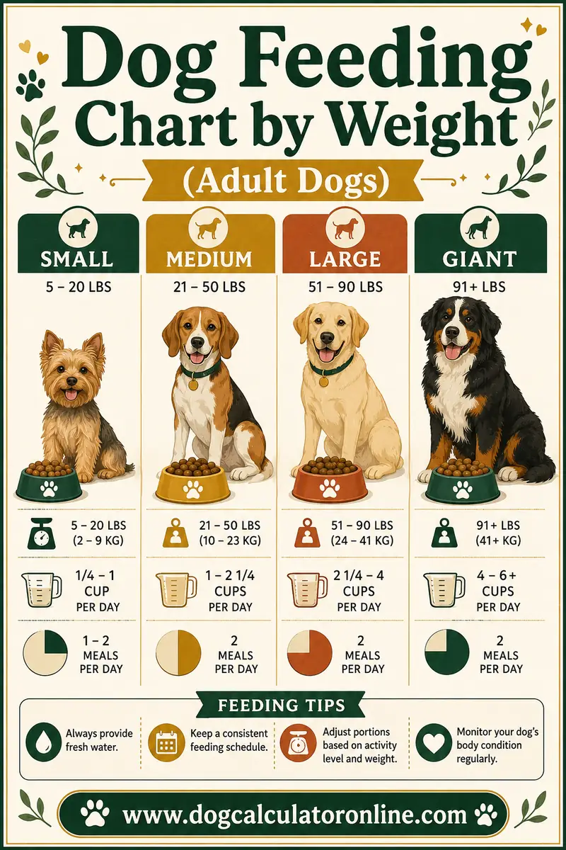 Dog Feeding Chart by Weight (Adult Dogs)