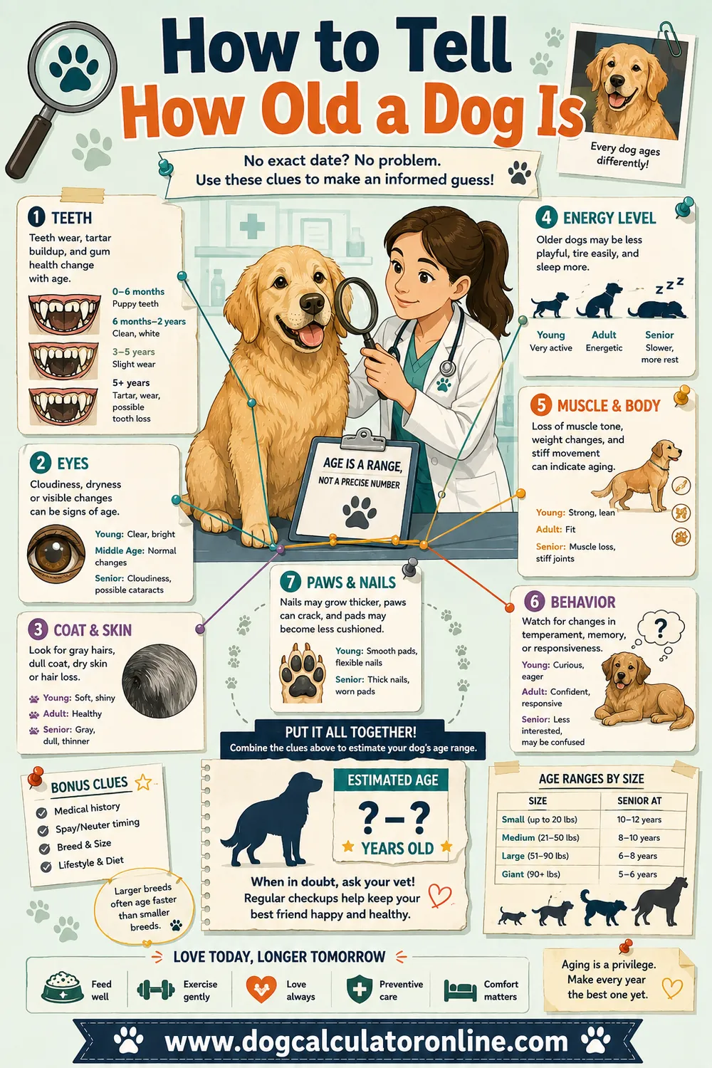 Illustrated guide to telling how old a dog is