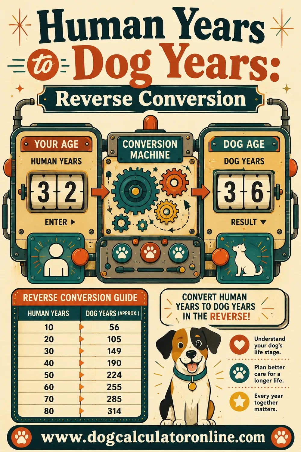 Human Years to Dog Years: Reverse Conversion